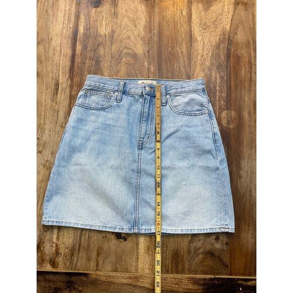 NWT Madewell Blue Fitzgerald Wash Rigid Denim A-line Skirt Size 26 - Picture 4 of 6